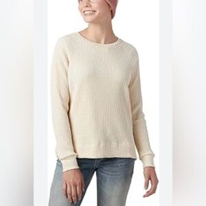 The North Face Waffle Knit Thermal Top Cream Long Sleeve Cotton Size XL